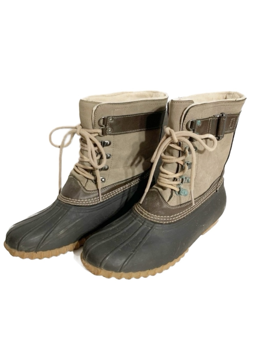 Vintage Esprit Suede Leather Duck Boots Fleece Lined Winter Lace-Up Size 7